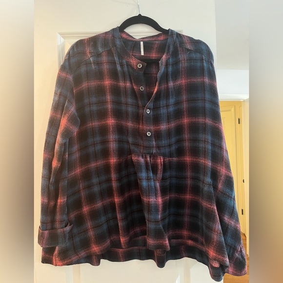 FREE PEOPLE plaid wool popover shirt - Picture 1 of 3